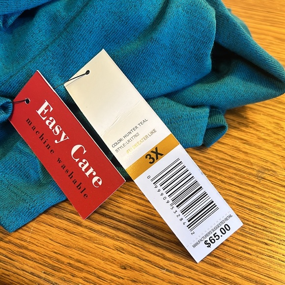 Rafaela Turquoise Ruffle Collar Cardigan New With Tags Size 3X - Picture 7 of 10